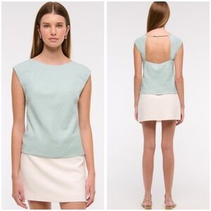 Abercrombie & Fitch Linen Blend Skimming Shell Top Light Blue Size Medium